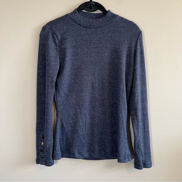 Violets & Roses Tops - ✨ Violets & Roses Blue Metallic Night Sky Long Sleeve Top XS NWT